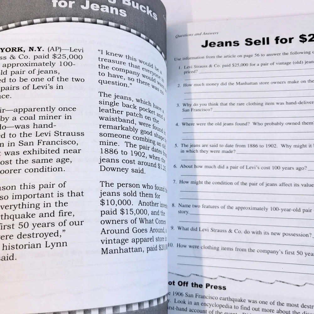 Teacher Created Resources Read All About It! Workbook Grades 6-7 TCR 3970 Book